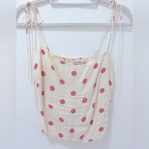 Reformation Lupe Top Pink Polka Dot